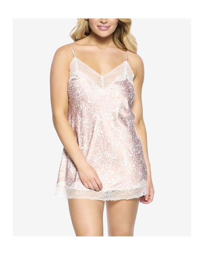 Women's Hazel Satin and Lace Chemise Lingerie Pink $31.28 Sleepwear