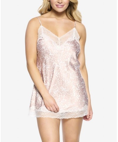 Women's Hazel Satin and Lace Chemise Lingerie Pink $31.28 Sleepwear