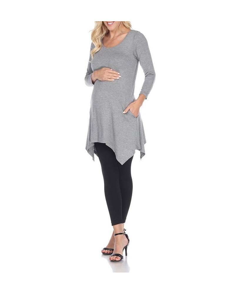 Maternity Kayla Tunic Top Gray $33.48 Tops