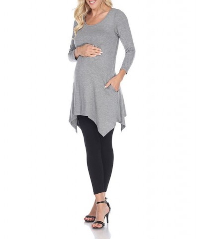 Maternity Kayla Tunic Top Gray $33.48 Tops