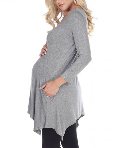 Maternity Kayla Tunic Top Gray $33.48 Tops