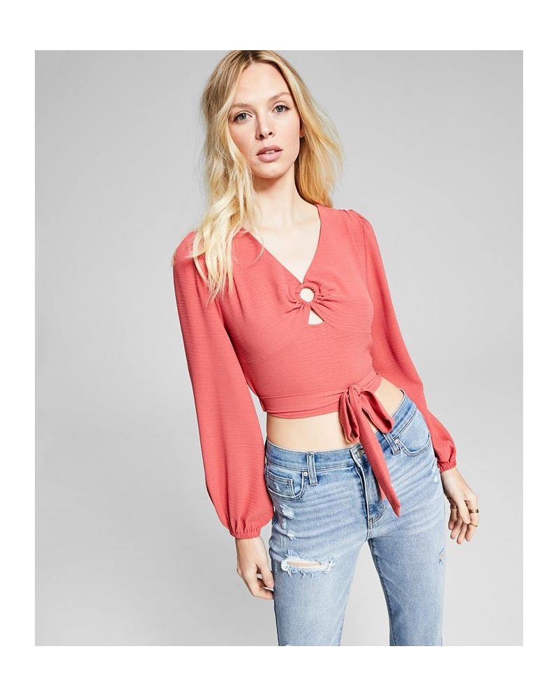 Women's Ring-Detail Blouse Red $10.17 Tops