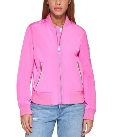 Women's Zip-Detail Bomber Jacket Emerald $33.60 Jackets