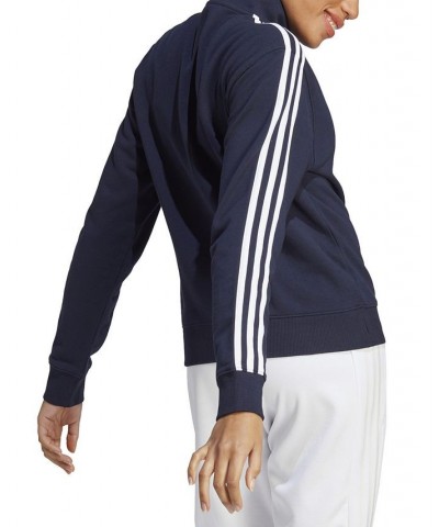 Women's Cotton 3-Stripes Quarter-Zip Sweatshirt Legend Ink/white $25.65 Tops