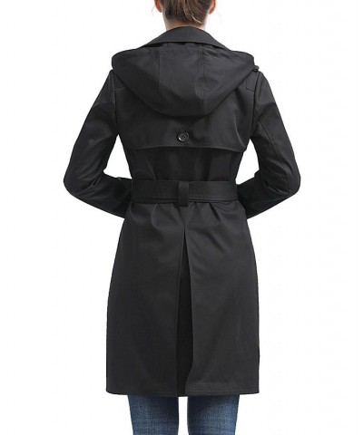 Women's Angie Water Resistant Hooded Trench Coat Black $50.76 Coats