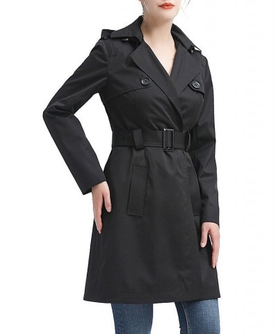 Women's Angie Water Resistant Hooded Trench Coat Black $50.76 Coats