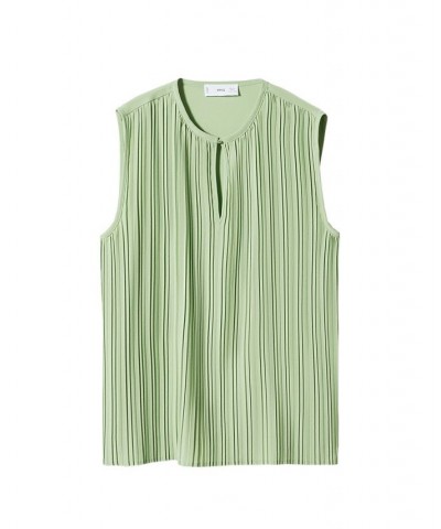 Women's Pleated Strap Top Green $37.79 Tops