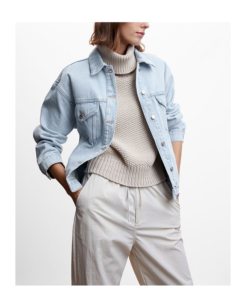 Women's Denim Oversized Jacket Light Blue $35.69 Jackets