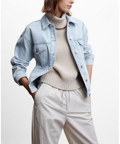 Women's Denim Oversized Jacket Light Blue $35.69 Jackets