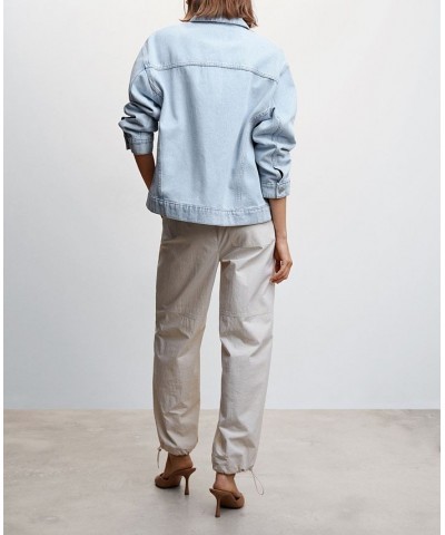 Women's Denim Oversized Jacket Light Blue $35.69 Jackets