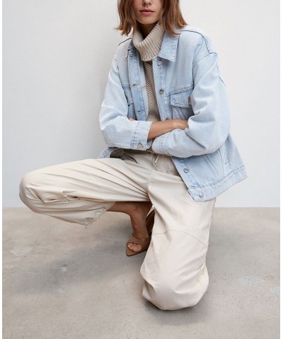 Women's Denim Oversized Jacket Light Blue $35.69 Jackets