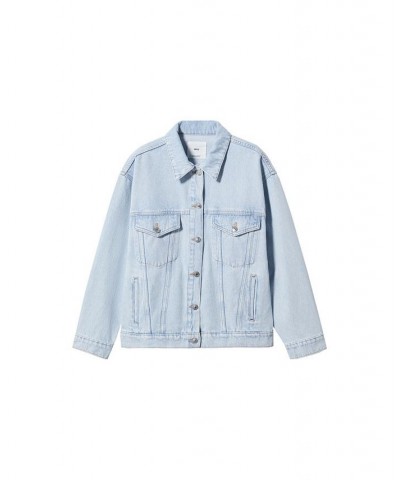 Women's Denim Oversized Jacket Light Blue $35.69 Jackets