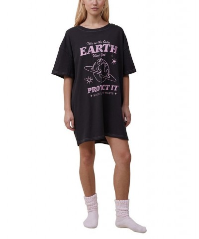 Women's 90s T-shirt Nightie Black $20.70 Sleepwear