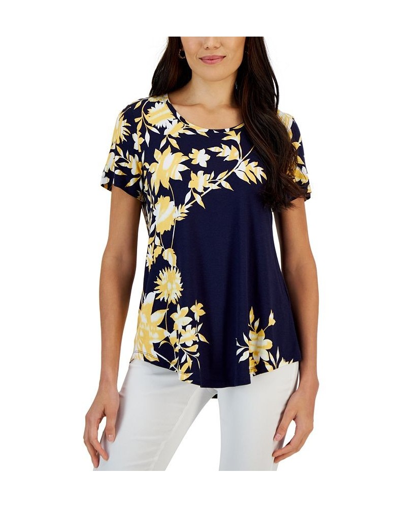 Petite Masked Floral Top Blue $10.08 Tops