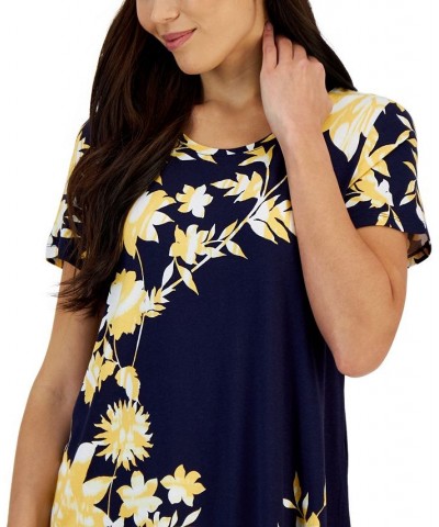 Petite Masked Floral Top Blue $10.08 Tops