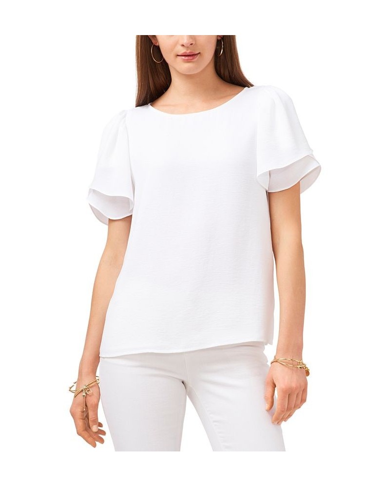 Tulip-Sleeve Top White $37.92 Tops