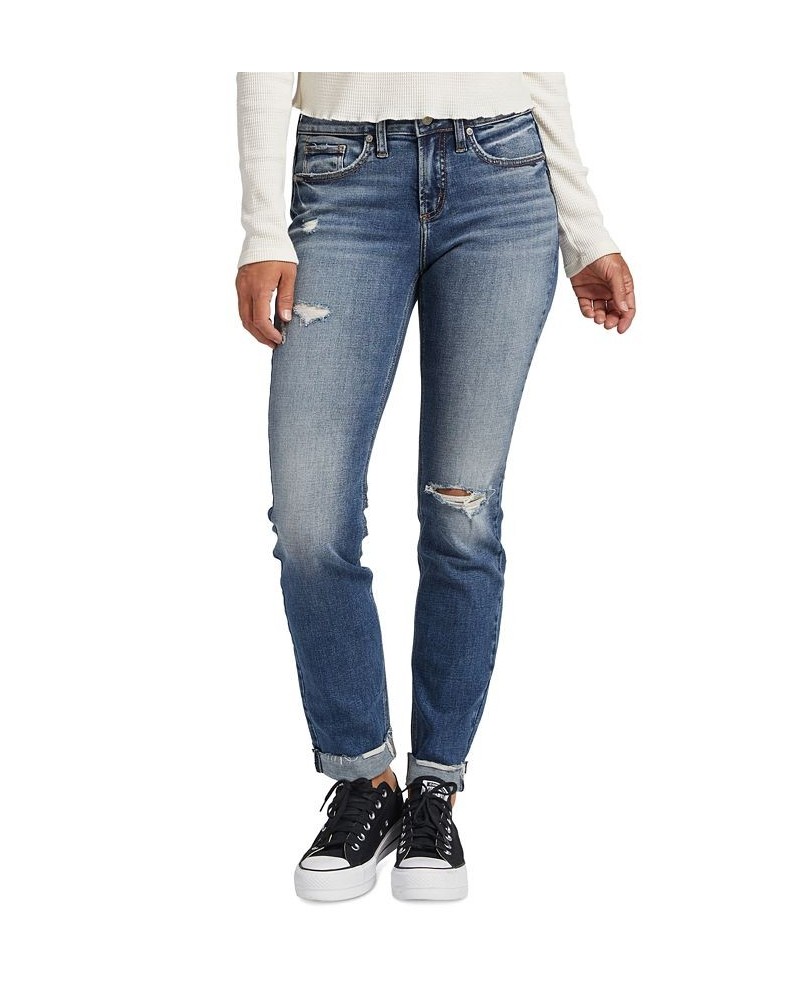 Women's Suki Mid-Rise Slim Straight Jeans Indigo $35.36 Jeans