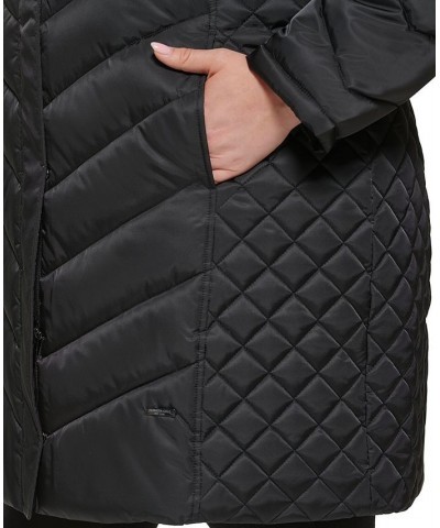 Women's Plus Size Faux-Fur-Trim Hooded Puffer Coat Black $66.30 Coats