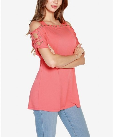 Women's Cold-Shoulder Top White and Gold $17.84 Tops