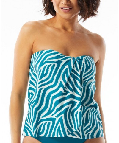 Women's Contours Clarity Bandeau Tankini Top Teal $51.84 Swimsuits