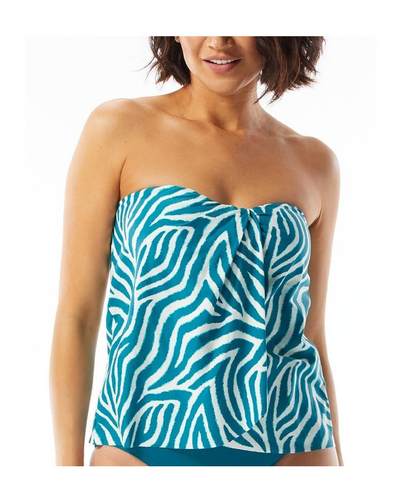 Women's Contours Clarity Bandeau Tankini Top Teal $51.84 Swimsuits