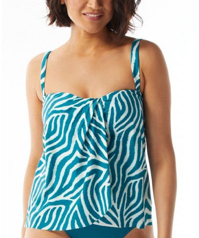 Women's Contours Clarity Bandeau Tankini Top Teal $51.84 Swimsuits