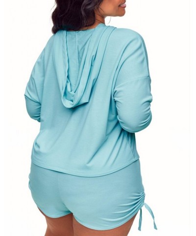 Abbey Women's Plus-Size Hoodie & Short Loungewear Set Light blue $27.28 Sleepwear