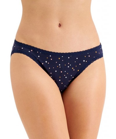 Women's Lace-Trim Thong Navy Sail $8.00 Panty