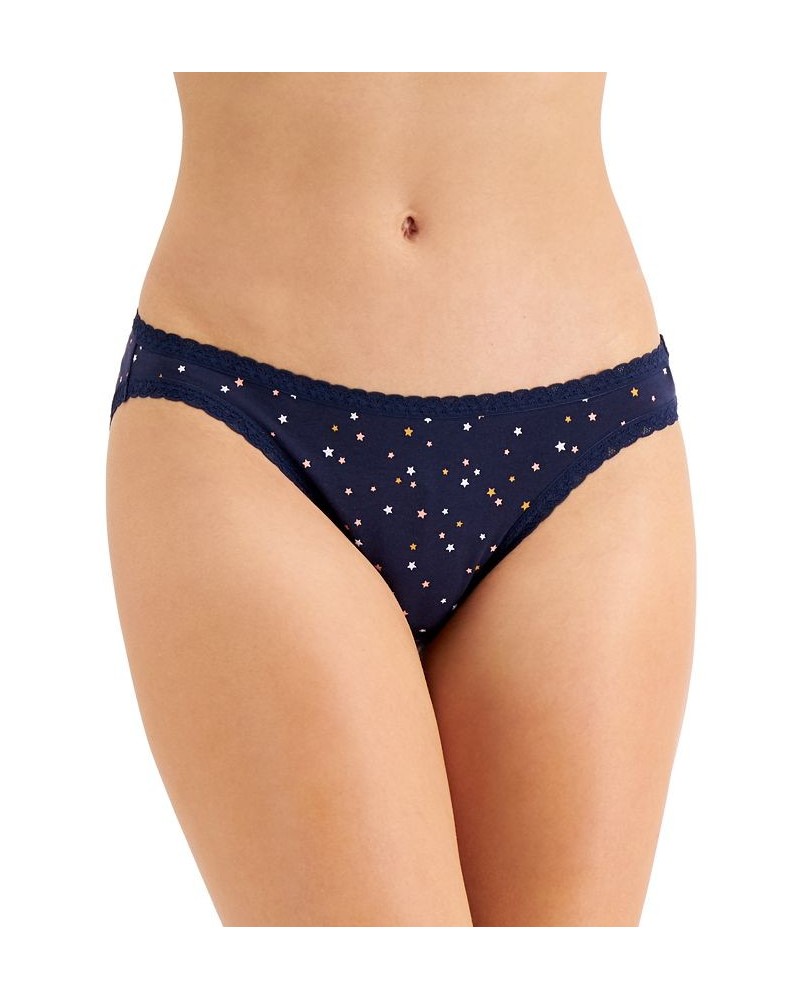 Women's Lace-Trim Thong Navy Sail $8.00 Panty