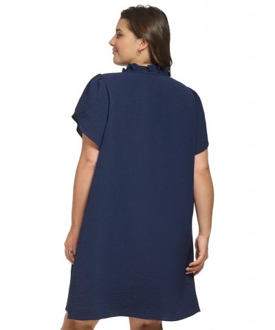 Plus Size Envelope-Sleeve Ruffle-Neck Sheath Dress Spring Navy $46.44 Dresses