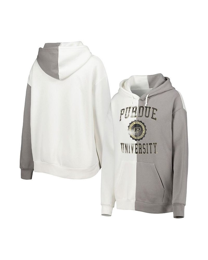 Women's Gray White Purdue Boilermakers Split Pullover Hoodie Gray, White $41.59 Sweatshirts