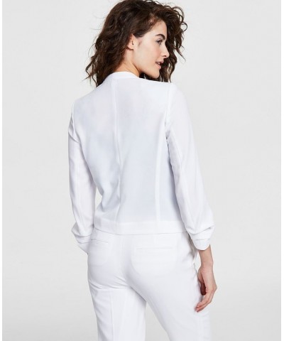 Women's Textured Crepe Blazer Blanc $44.69 Jackets