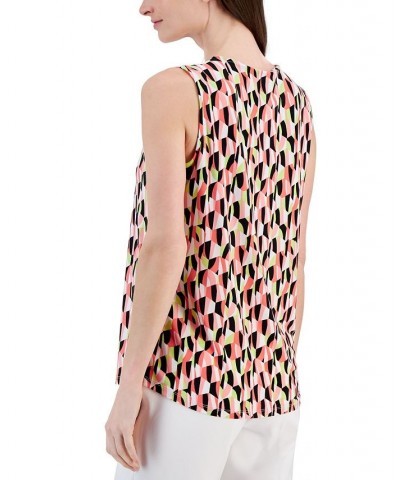 Women's Printed Pleated-Front Shell Red Pear Multi $33.63 Tops