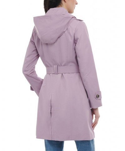 Women's Hooded Double-Breasted Trench Coat Orchid $40.92 Coats