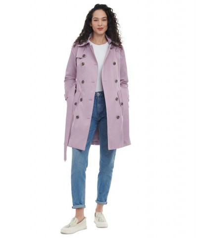 Women's Hooded Double-Breasted Trench Coat Orchid $40.92 Coats