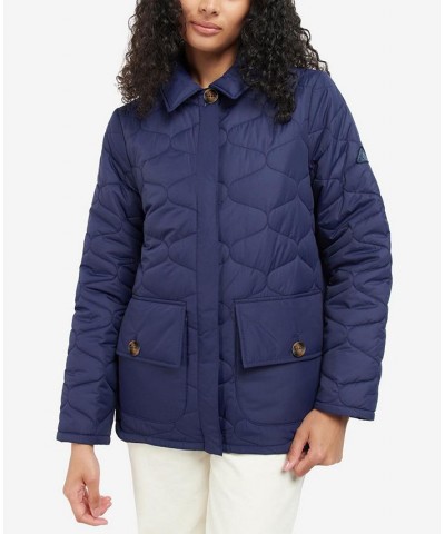 Women's Leilani Quilted Patch-Pocket Jacket Blue $124.70 Coats