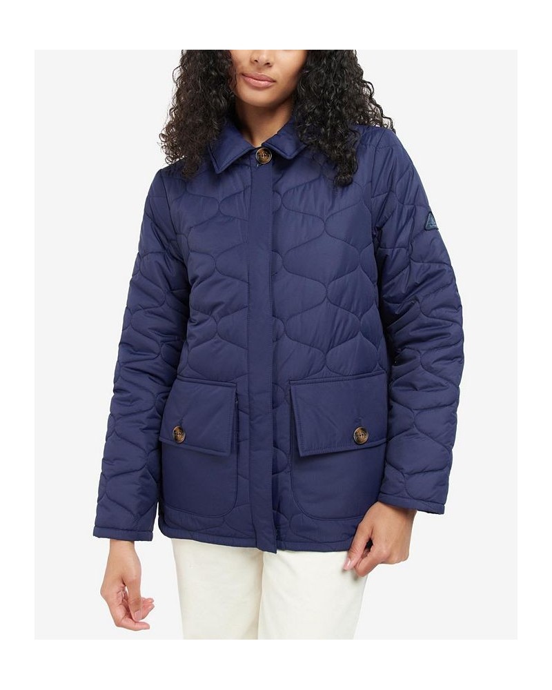 Women's Leilani Quilted Patch-Pocket Jacket Blue $124.70 Coats