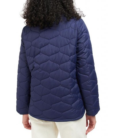 Women's Leilani Quilted Patch-Pocket Jacket Blue $124.70 Coats