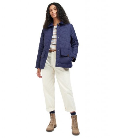 Women's Leilani Quilted Patch-Pocket Jacket Blue $124.70 Coats