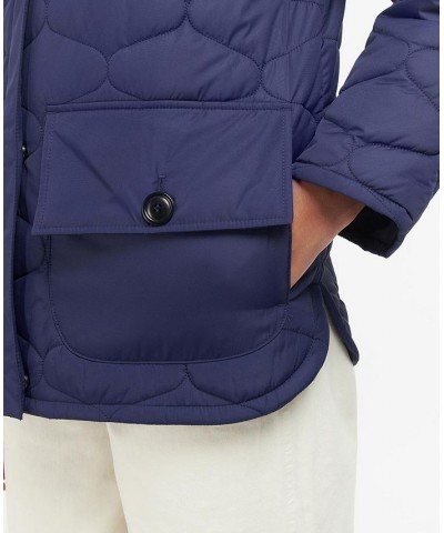 Women's Leilani Quilted Patch-Pocket Jacket Blue $124.70 Coats