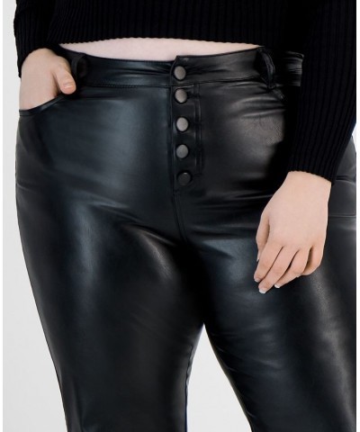 Trendy Plus Size Faux-Leather Flared Pants Black $15.36 Pants