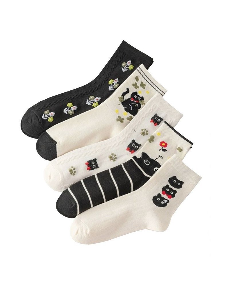 Women's Pop Kitty Crew Sock Five Pack Multi $20.40 Socks