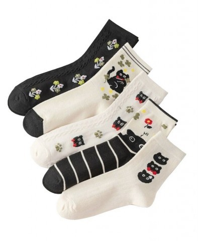 Women's Pop Kitty Crew Sock Five Pack Multi $20.40 Socks