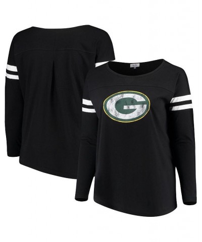 Women's Black Green Bay Packers Plus Size Free Agent Long Sleeve T-shirt Black $33.59 Tops