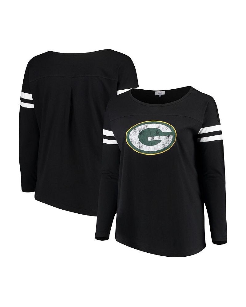 Women's Black Green Bay Packers Plus Size Free Agent Long Sleeve T-shirt Black $33.59 Tops