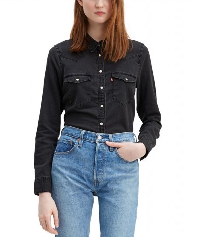 Women's The Ultimate Western Cotton Denim Shirt Black $33.60 Tops