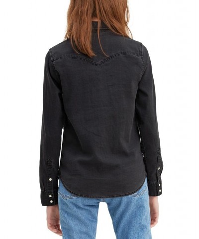 Women's The Ultimate Western Cotton Denim Shirt Black $33.60 Tops