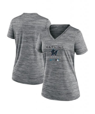 Women's Anthracite Miami Marlins Authentic Collection Velocity Performance V-Neck T-shirt Anthracite $18.00 Tops