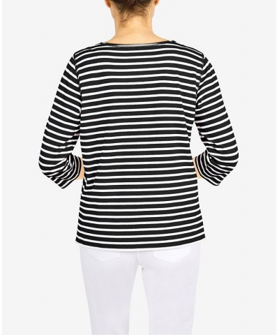 Petite Classics Wreath Stripe Top Black $34.19 Tops