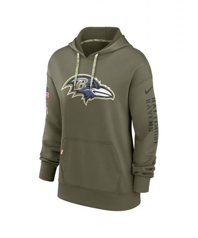 Women's Olive Baltimore Ravens 2022 Salute to Service Performance Pullover Hoodie Olive $38.50 Sweatshirts